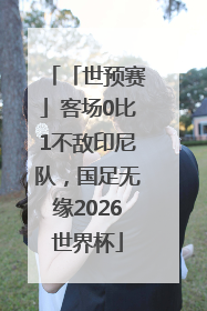 「世预赛」客场0比1不敌印尼队，国足无缘2026世界杯