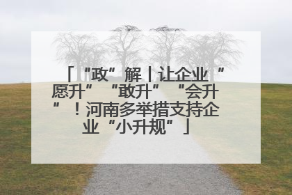 “政”解丨让企业“愿升”“敢升”“会升”！河南多举措支持企业“小升规”