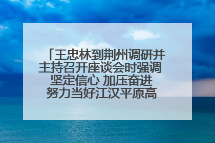 王忠林到荆州调研并主持召开座谈会时强调 坚定信心 加压奋进 努力当好江汉平原高质量发展排头兵
