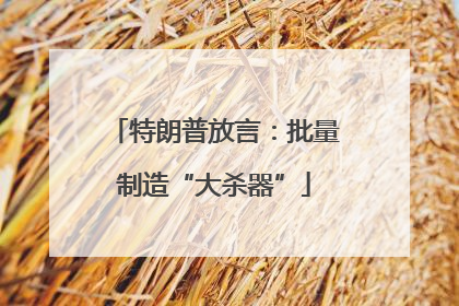 特朗普放言：批量制造“大杀器”