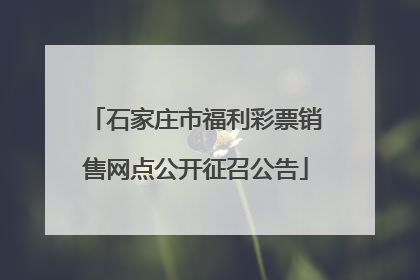 石家庄市福利彩票销售网点公开征召公告