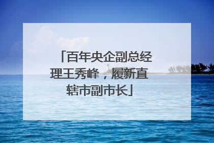 百年央企副总经理王秀峰，履新直辖市副市长