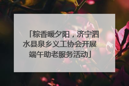 粽香暖夕阳，济宁泗水县泉乡义工协会开展端午助老服务活动