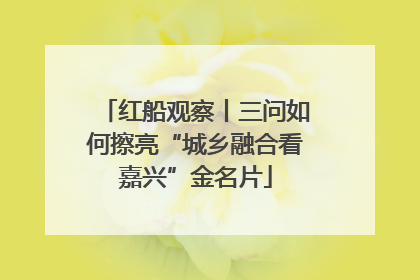 红船观察丨三问如何擦亮“城乡融合看嘉兴”金名片