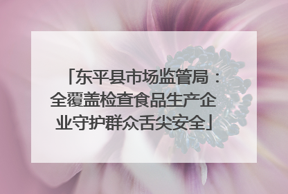 东平县市场监管局：全覆盖检查食品生产企业守护群众舌尖安全
