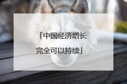 中国经济增长完全可以持续