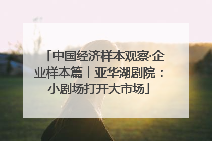 中国经济样本观察·企业样本篇︱亚华湖剧院：小剧场打开大市场