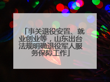 事关退役安置、就业创业等，山东出台法规明确退役军人服务保障工作