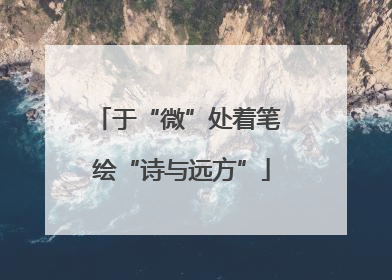 于“微”处着笔 绘“诗与远方”