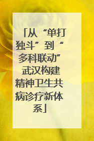 从“单打独斗”到“多科联动” 武汉构建精神卫生共病诊疗新体系
