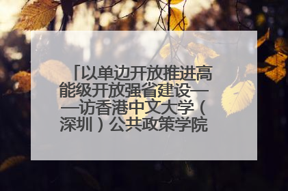 以单边开放推进高能级开放强省建设——访香港中文大学（深圳）公共政策学院院长郑永年