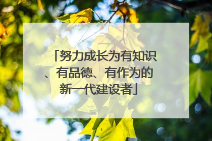 努力成长为有知识、有品德、有作为的新一代建设者