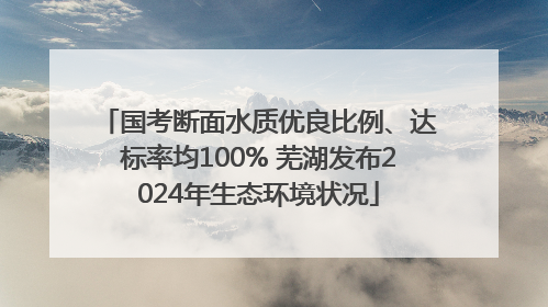 国考断面水质优良比例、达标率均100% 芜湖发布2024年生态环境状况