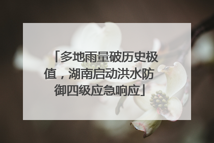 多地雨量破历史极值，湖南启动洪水防御四级应急响应