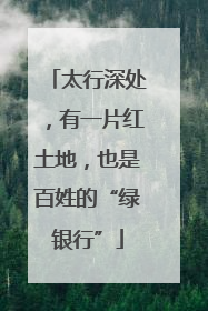 太行深处，有一片红土地，也是百姓的“绿银行”