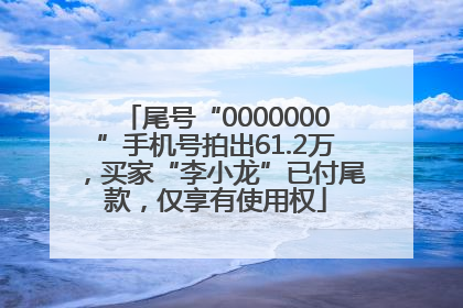 尾号“0000000”手机号拍出61.2万，买家“李小龙”已付尾款，仅享有使用权