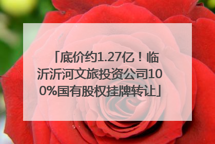 底价约1.27亿！临沂沂河文旅投资公司100%国有股权挂牌转让