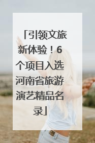 引领文旅新体验！6个项目入选河南省旅游演艺精品名录