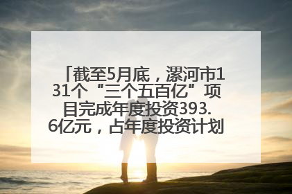 截至5月底，漯河市131个“三个五百亿”项目完成年度投资393.6亿元，占年度投资计划的50.41%——“三个五百亿”项目带动产业提质升级