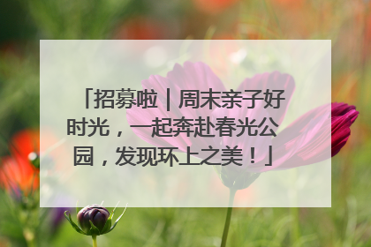 招募啦｜周末亲子好时光，一起奔赴春光公园，发现环上之美！