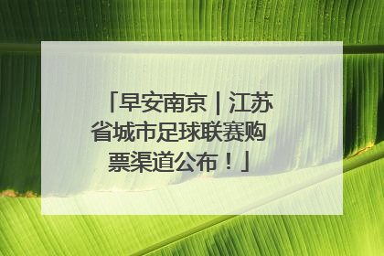早安南京｜江苏省城市足球联赛购票渠道公布！