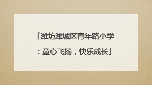 潍坊潍城区青年路小学：童心飞扬，快乐成长