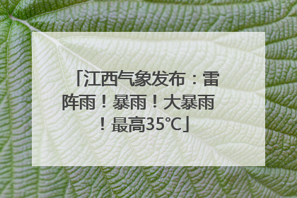 江西气象发布：雷阵雨！暴雨！大暴雨！最高35℃