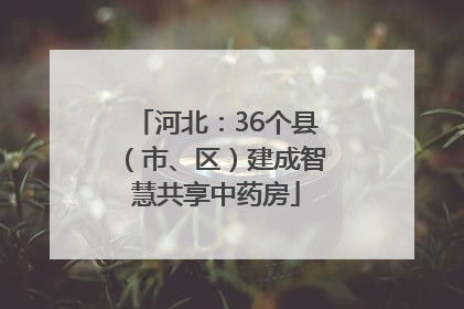 河北：36个县（市、区）建成智慧共享中药房