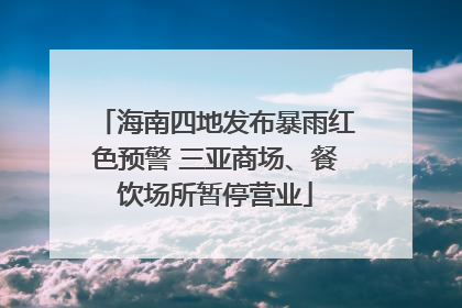 海南四地发布暴雨红色预警 三亚商场、餐饮场所暂停营业
