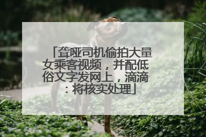 聋哑司机偷拍大量女乘客视频，并配低俗文字发网上，滴滴：将核实处理