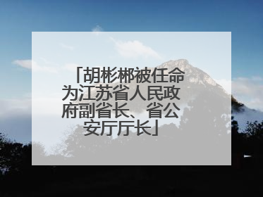 胡彬郴被任命为江苏省人民政府副省长、省公安厅厅长