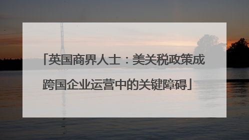 英国商界人士：美关税政策成跨国企业运营中的关键障碍