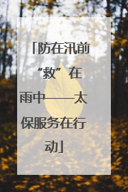 防在汛前 “救”在雨中——太保服务在行动