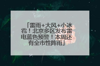 雷雨+大风+小冰雹！北京多区发布雷电蓝色预警！本周还有全市性阵雨