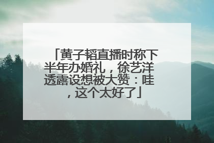 黄子韬直播时称下半年办婚礼，徐艺洋透露设想被大赞：哇，这个太好了