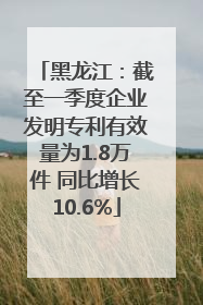 黑龙江：截至一季度企业发明专利有效量为1.8万件 同比增长10.6%