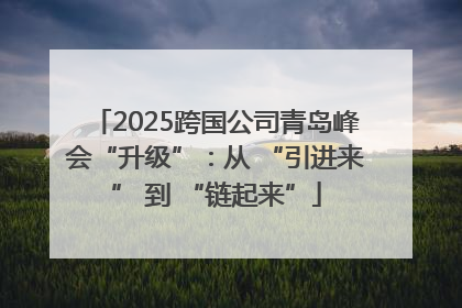 2025跨国公司青岛峰会“升级”：从 “引进来” 到 “链起来”